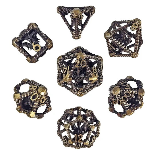 Forged Gaming: Dragon's Immure Antique Gold - Hollow Metal RPG Dice - Image 5