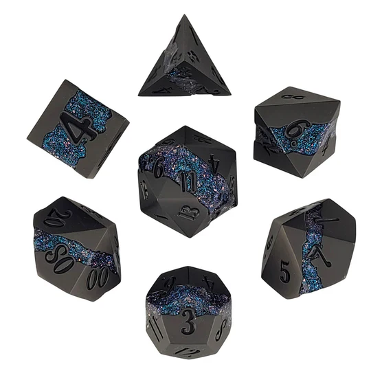 Forged Gaming: Galactic Flow Gunmetal Matte Color-Shift Glitter- Metal RPG Dice Set - Image 3