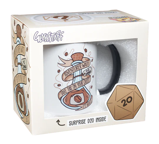 Forged Gaming: GlassStaff Potion Coffee Mug with Suprirse D20
