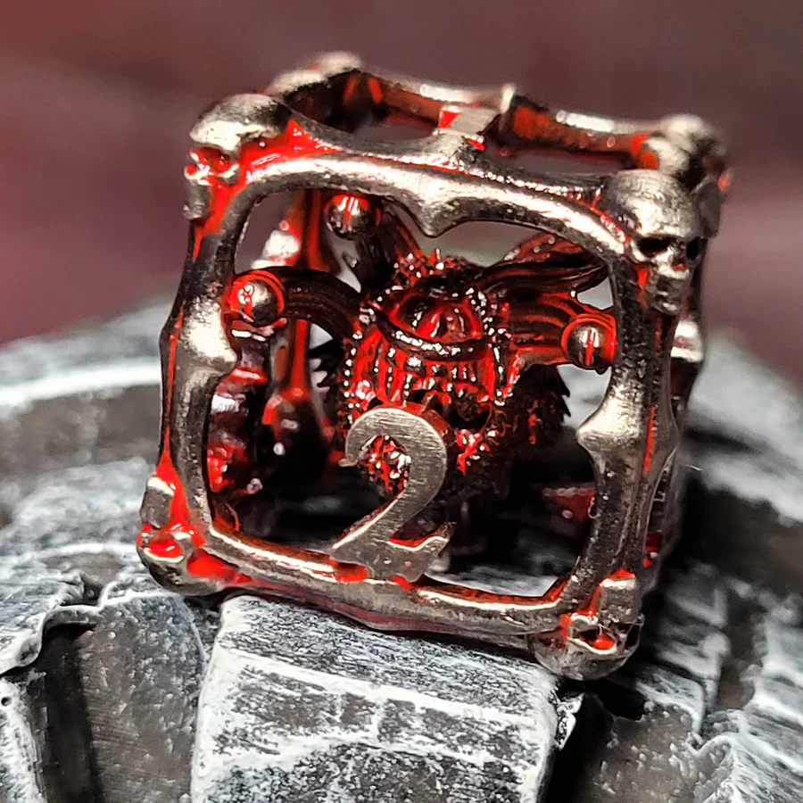 Forged Gaming: Grave Watcher Silver Red Hollow 7 Piece Metal Dice Set - Image 4