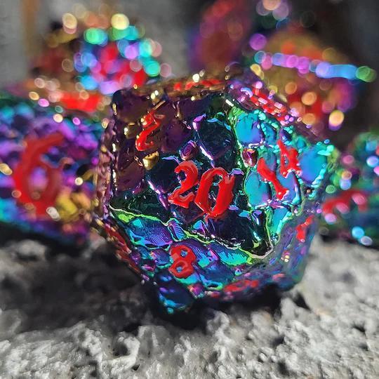 Forged Gaming: Meteorite Spectrum Metal RPG Dice Set of 7
