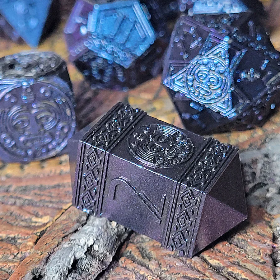 Forged Gaming: Nahuatl's Chance - Blue Metal RPG Dice Set
