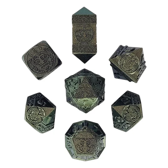 Forged Gaming: Nahuatl's Chance Green - Metal RPG Dice Set - Image 3