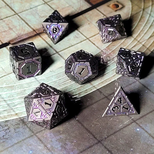 Forged Gaming: Nexus Black Purple - Metal RPG Dice Set - Image 2