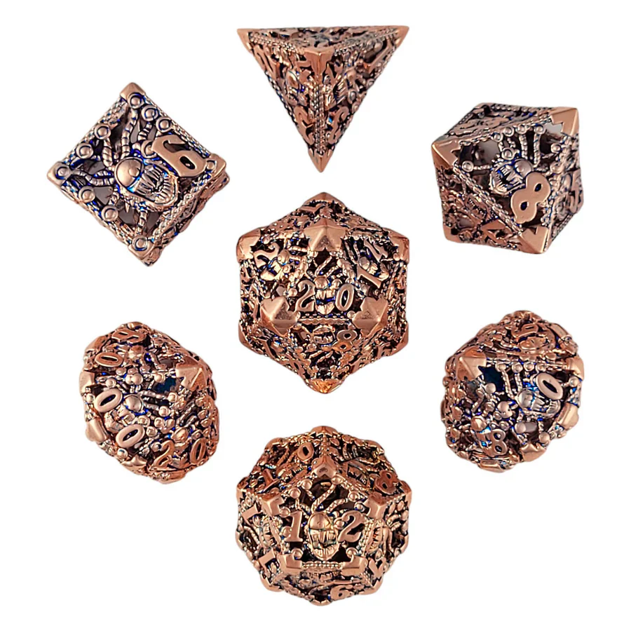 Forged Gaming: Orox Sees Copper Blue 7 Piece Hollow Metal Dice Set