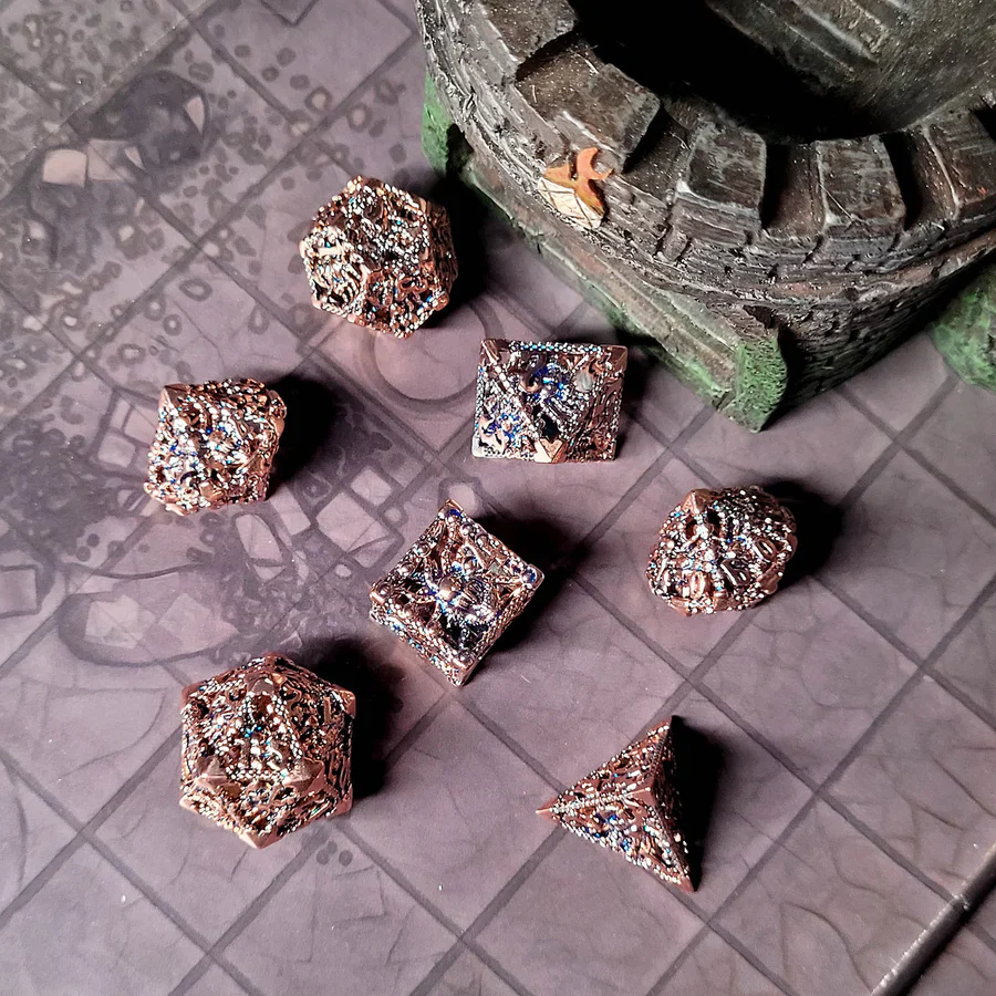 Forged Gaming: Orox Sees Copper Blue 7 Piece Hollow Metal Dice Set - Image 2