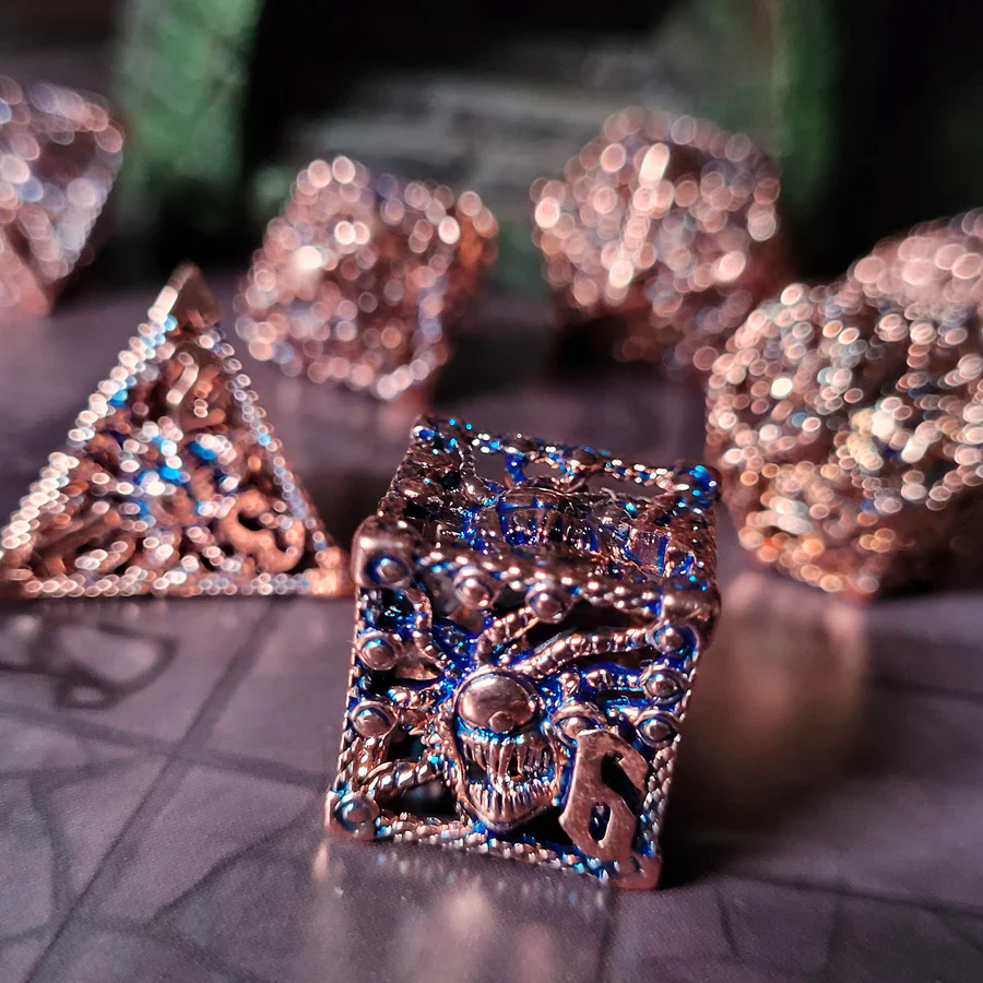 Forged Gaming: Orox Sees Copper Blue 7 Piece Hollow Metal Dice Set - Image 3