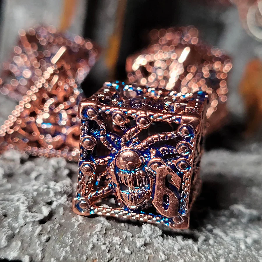 Forged Gaming: Orox Sees Copper Blue 7 Piece Hollow Metal Dice Set - Image 4