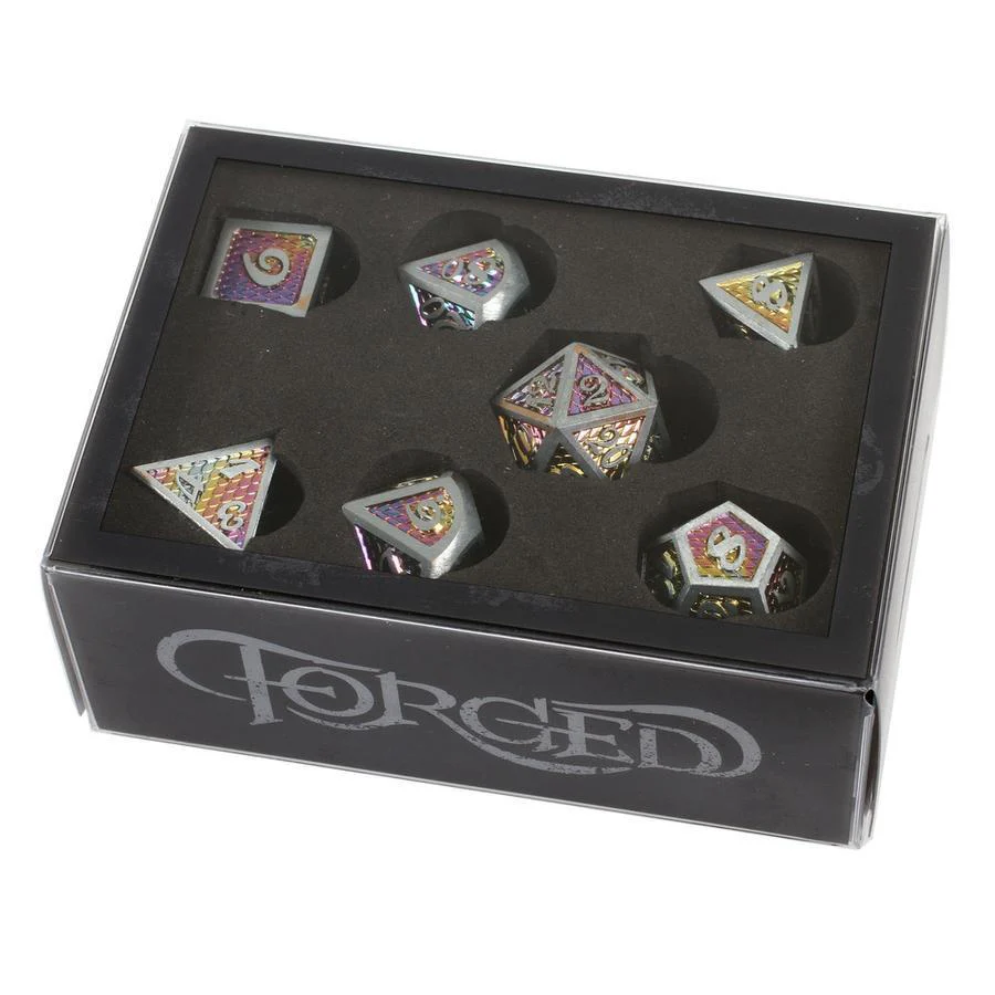 Forged Gaming: Rainbow Dragon - 7 Set of Metal Dice - Image 2
