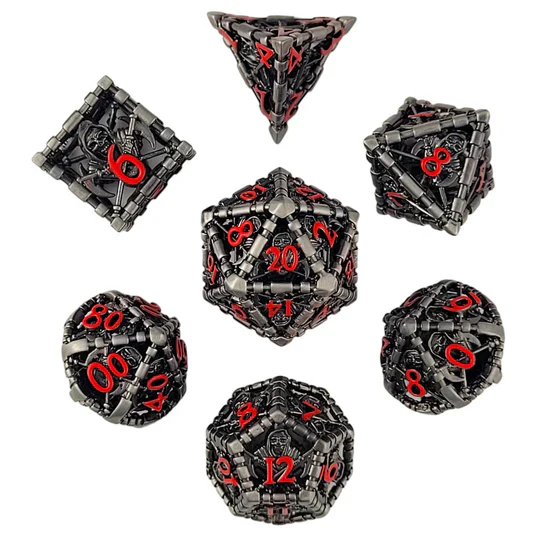 Forged Gaming: Reaper's Confine Nickle Red - Hollow Metal RPG Dice Set - Image 2