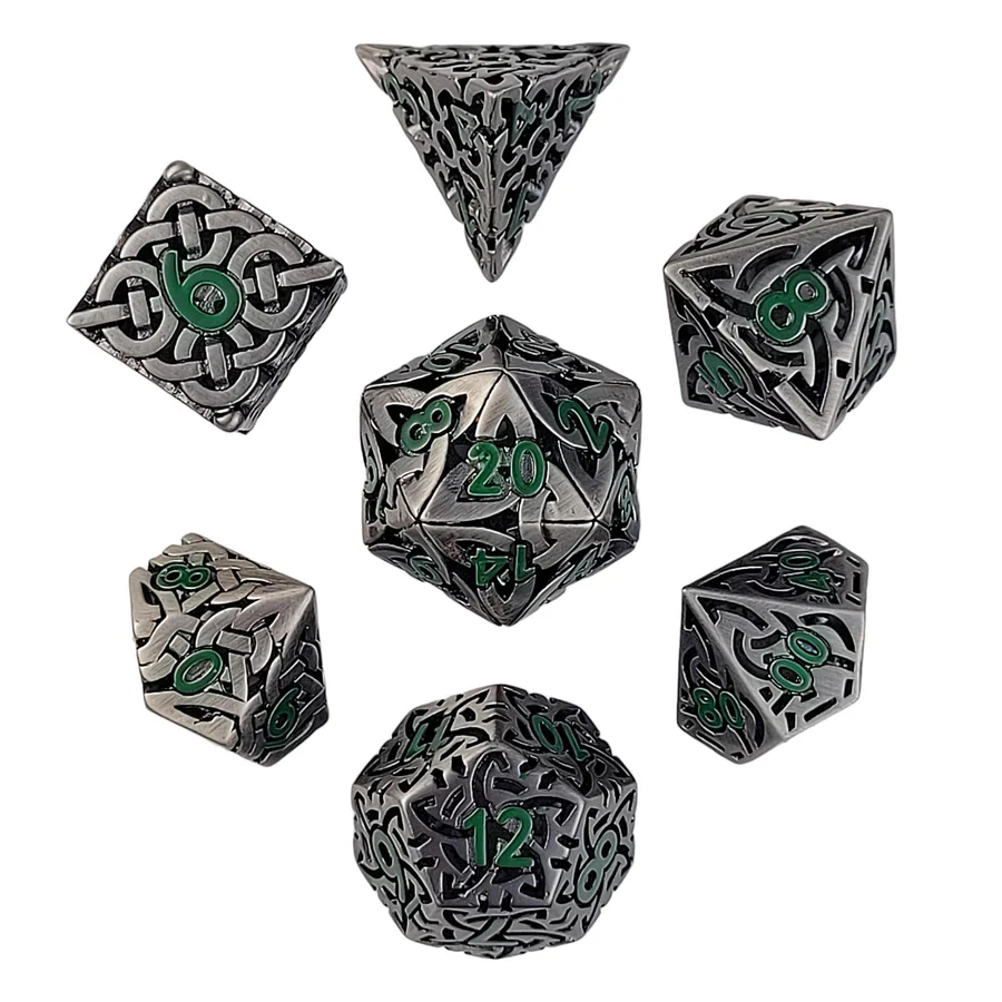 Forged Gaming: Sacred Hollows Silver Green Hollow Metal RPG Dice Set - Image 4