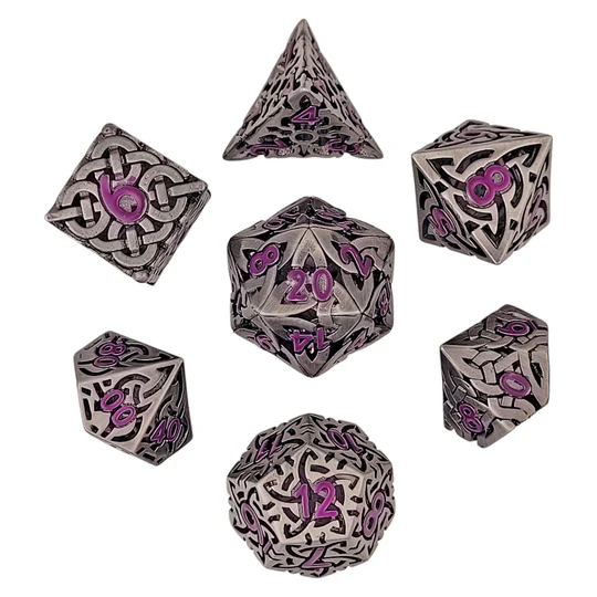 Forged Gaming: Sacred Hollows Silver Purple - Hollow Metal RPG Dice Set - Image 3