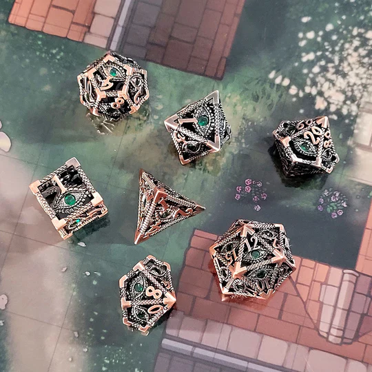 Forged Gaming: Serpent's Eye Copper - Hollow Metal RPG Dice - Image 2
