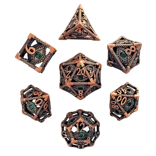 Forged Gaming: Serpent's Eye Copper - Hollow Metal RPG Dice - Image 3