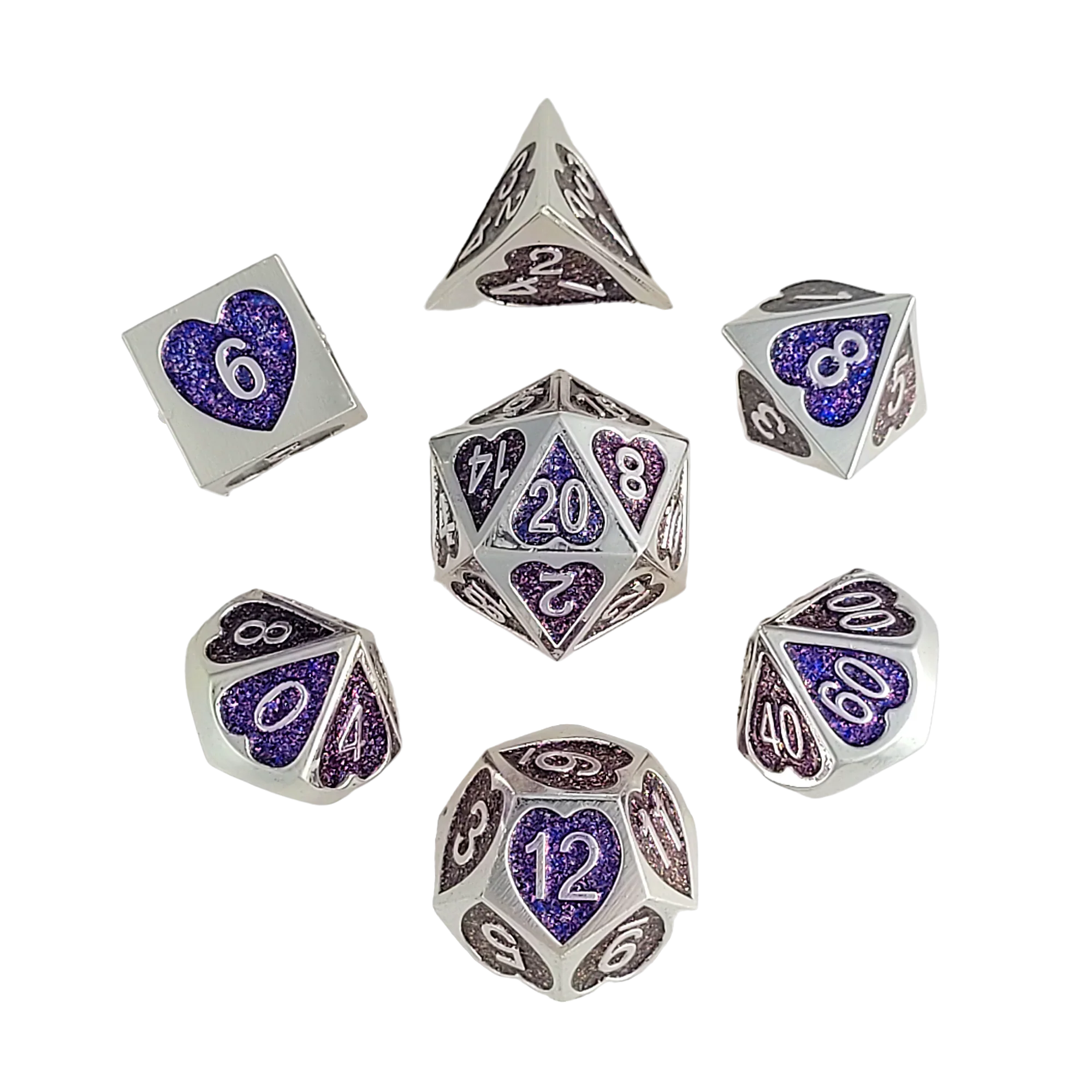 Forged Gaming: Soaring Heart - Metal RPG Dice Set with Custom Wooden Dice Box - Red - Image 3