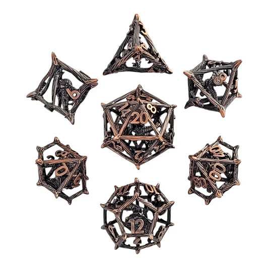 Forged Gaming: Wicker Dragon Copper - Hollow Metal RPG Dice Set - Image 3