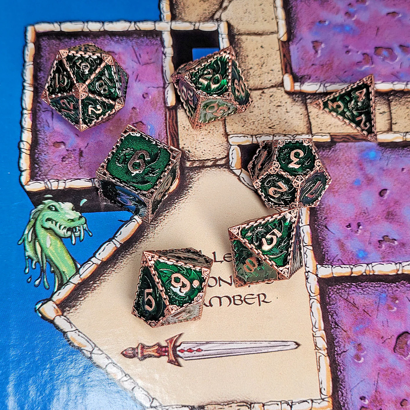 Forged Gaming: Wyrm's Mew Antique Copper - Metal RPG Dice Set - Image 2