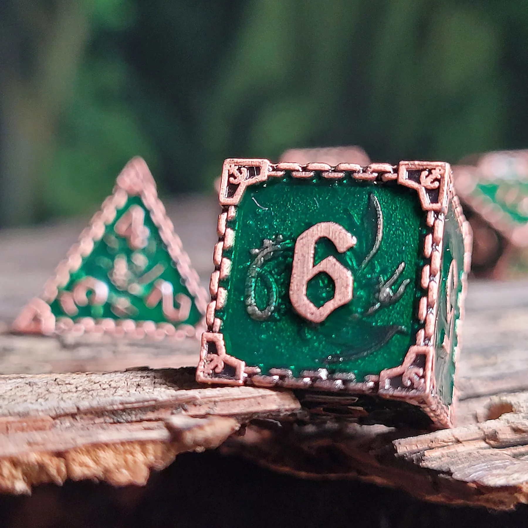 Forged Gaming: Wyrm's Mew Antique Copper - Metal RPG Dice Set - Image 4
