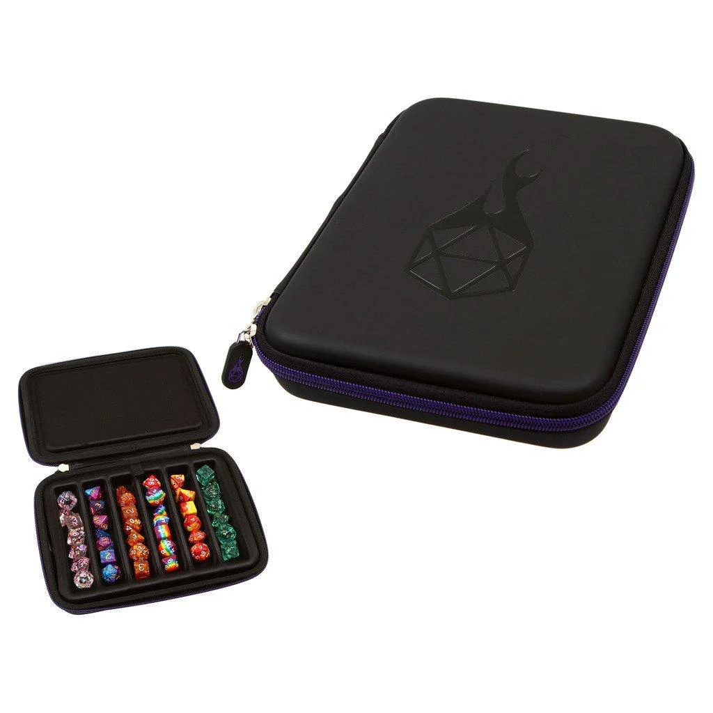 Forged Gaming: Zip-Close Dice Box & Storage Case with Removable Dice Tray - Purple