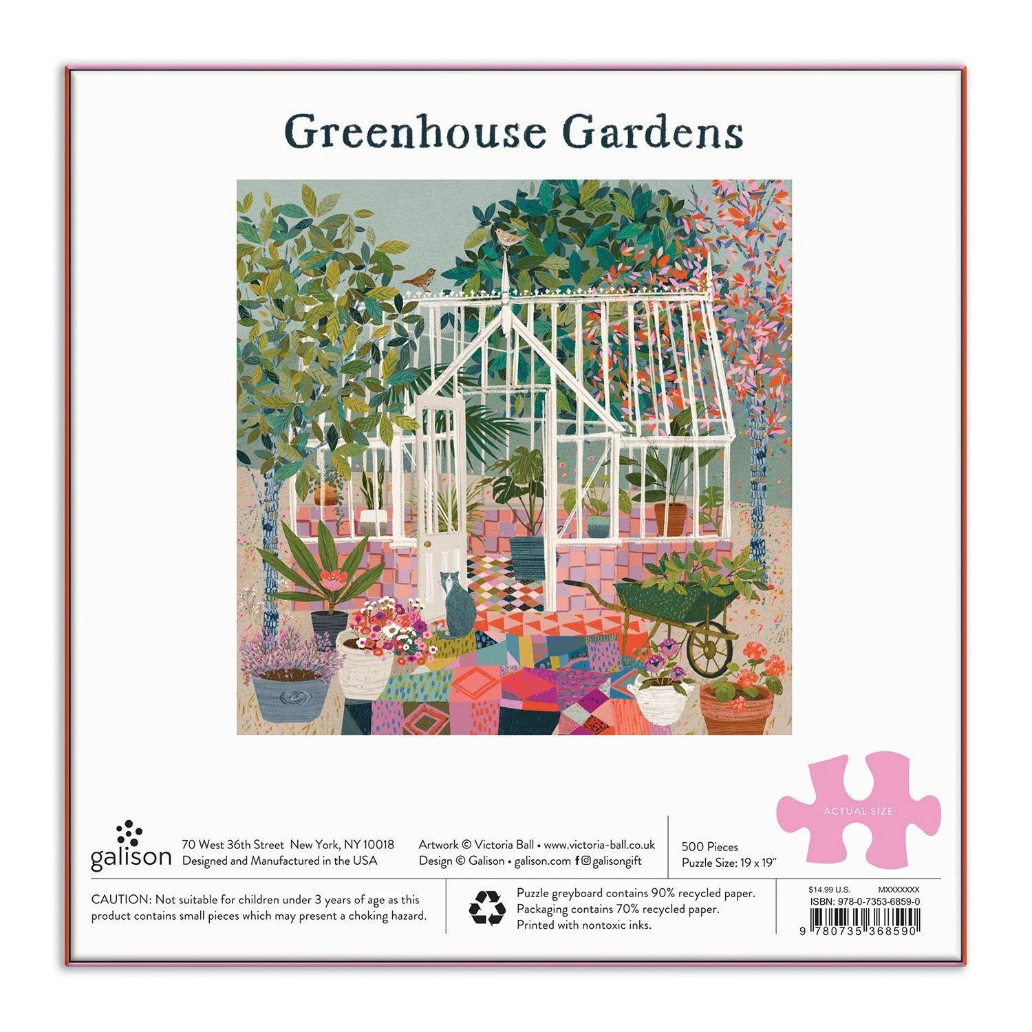 Galison Puzzles: Greenhouse Gardens by Victoria Ball - 500 Piece Puzzle - Image 2