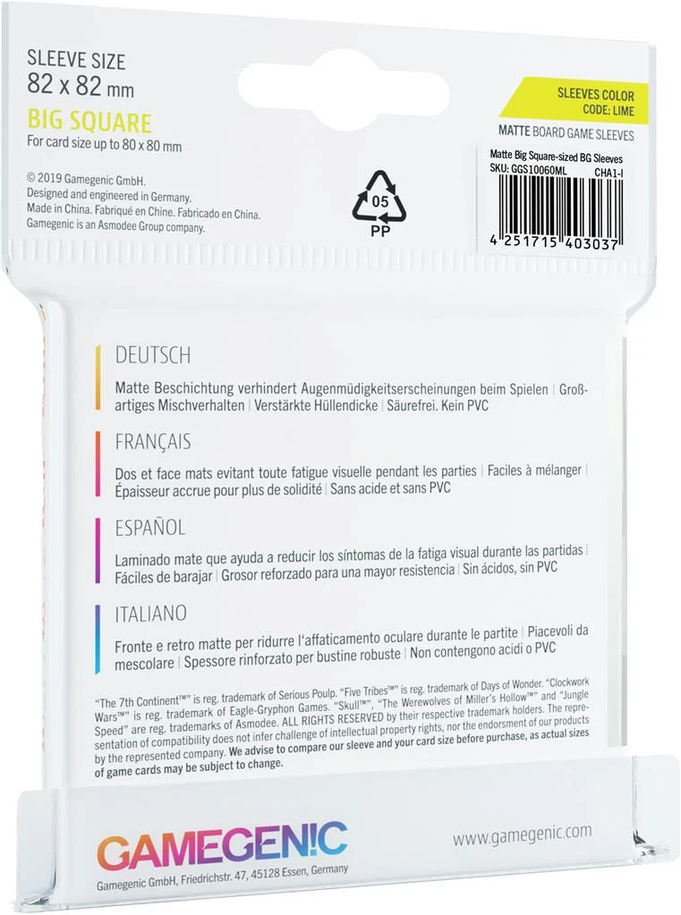 GameGenic: MATTE Board Game Sleeves - 82 x 82mm Big Square Sized (50) (GG1060) - Image 2