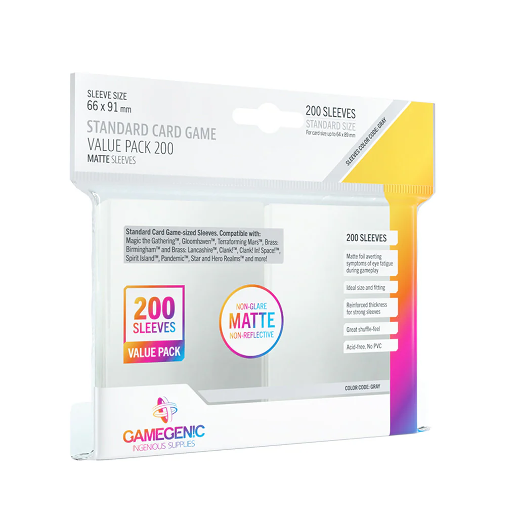 Gamegenic: MATTE Standard Card Game Sleeves - Value Pack 66 x 91 mm (200)