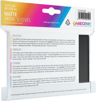 Gamegenic: PRIME Matte Standard Card Game Sleeves - Black - 66 x 91mm (100) - Image 2