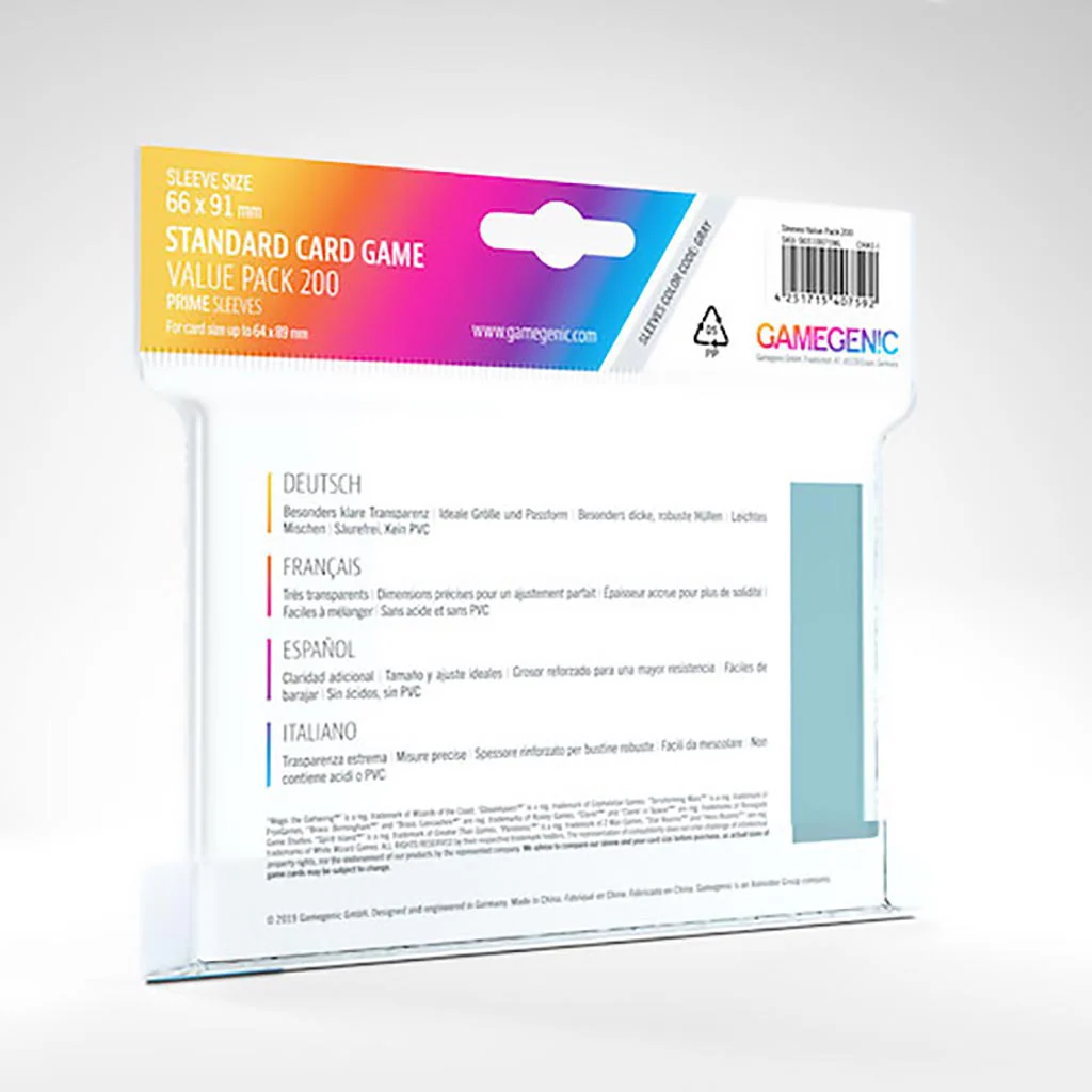 Gamegenic PRIME Sleeves: Standard Card Game Value Pack (66 x 91mm) (200) - Image 2