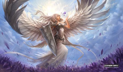 GamerMats: Angel in White - 14"x24" Stitched Gaming Playmat