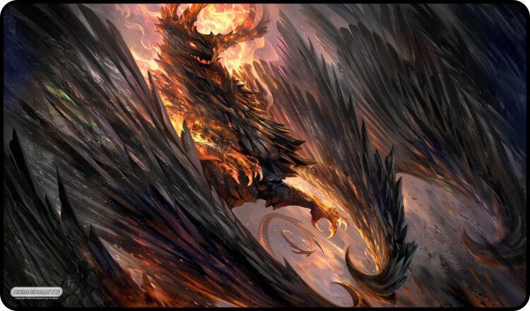 GamerMats: Black Crystal Dragon - 14"x24" Stitched Gaming Playmat