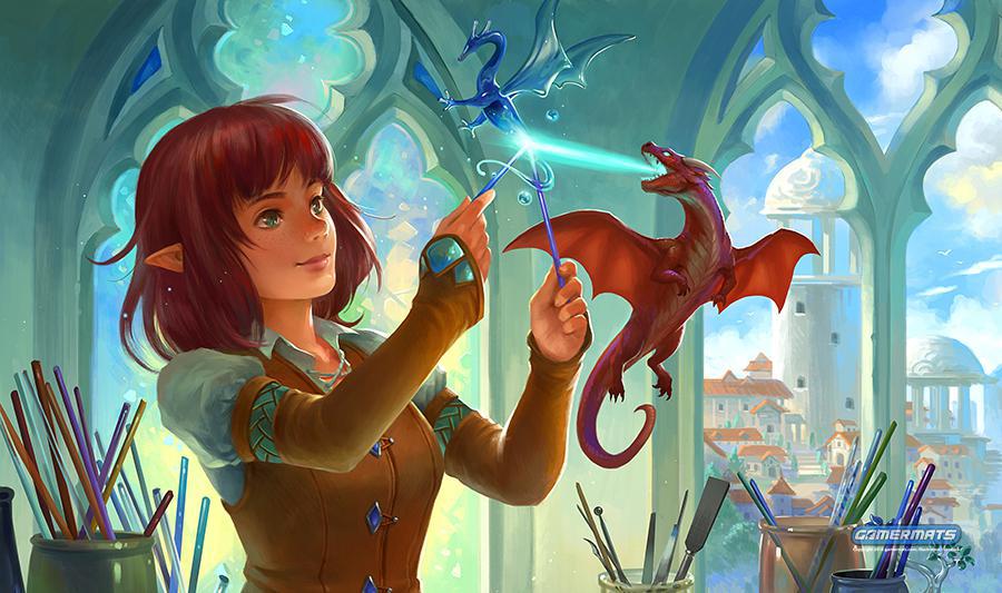 GamerMats: Dragon Glass Blower - 14"x24" Stitched Gaming Playmat