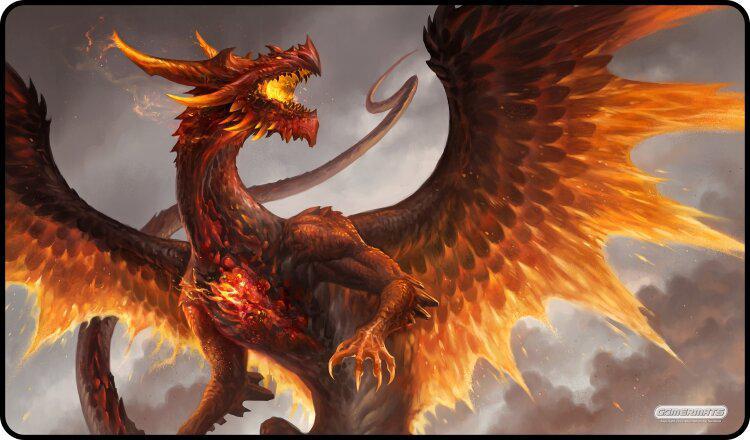 GamerMats: Red Crystal Dragon - 14"x24" Stitched Gaming Playmat