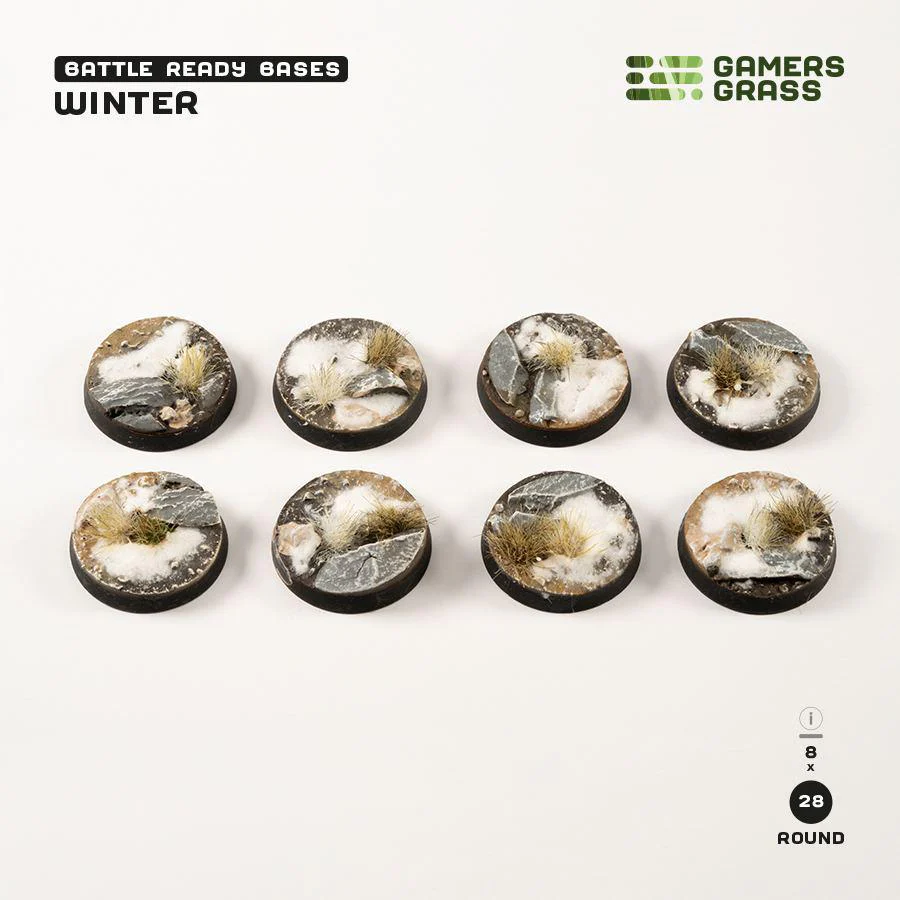 Gamers Grass: Battle Ready Bases - Winter - Round 28mm (x8) - Image 2