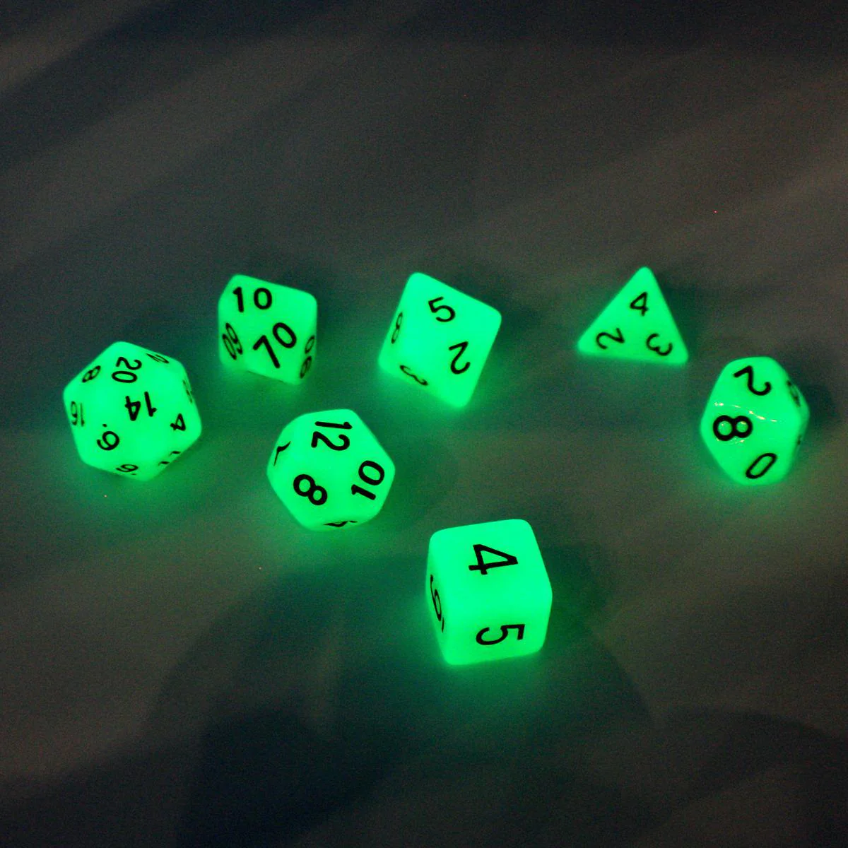 "Glowing Goo" - White Glow in the Dark - Polyhedral Dice (7) - Level One Dice - Image 2