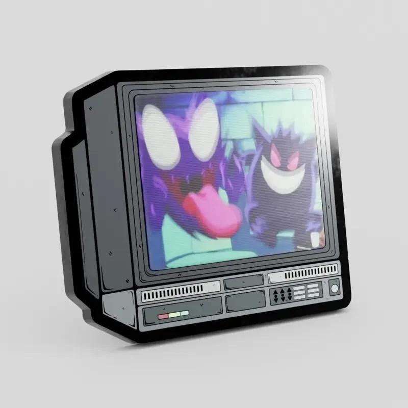 GoopyGoblins: 2.5" Lenticular Anime -Gengar Laugh CRTV - Enamel Pin - Image 4