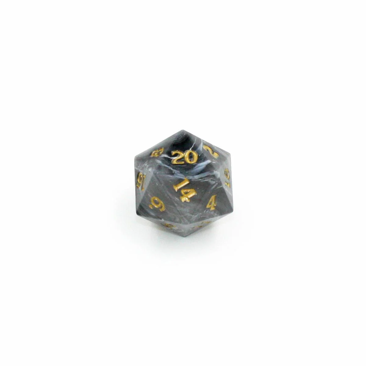 "Granite Gravy" Gray with Gold Sharp Edge - Polyhedral Dice (7) - Level One Dice - Image 4