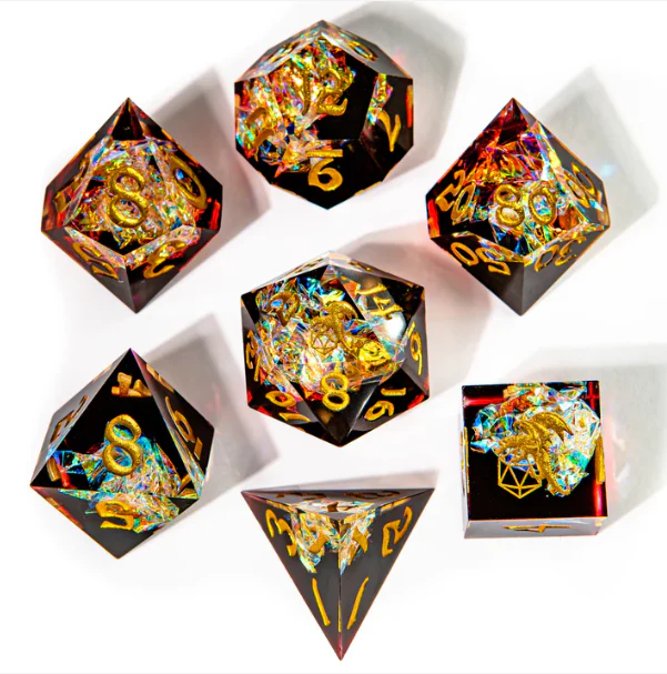 HYMGHO Dice: Captured Magic Handmade Sharp Edge Resin Dice - Blood Crystal