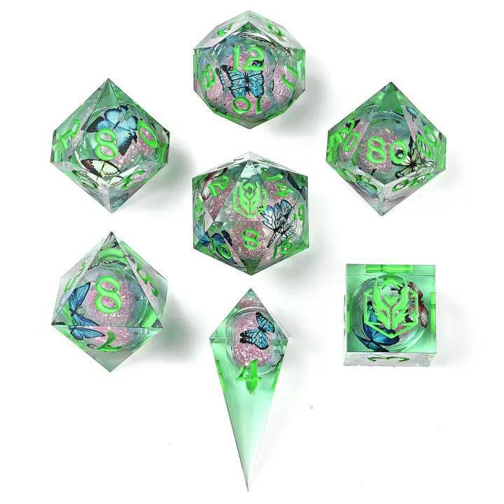 HYMGHO Dice: Captured Magic Handmade Sharp Edge Resin Dice - Dream Wing