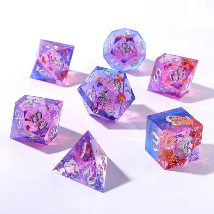 HYMGHO Dice: Captured Magic Handmade Sharp Edge Resin Dice - Gilded Storm - Image 2