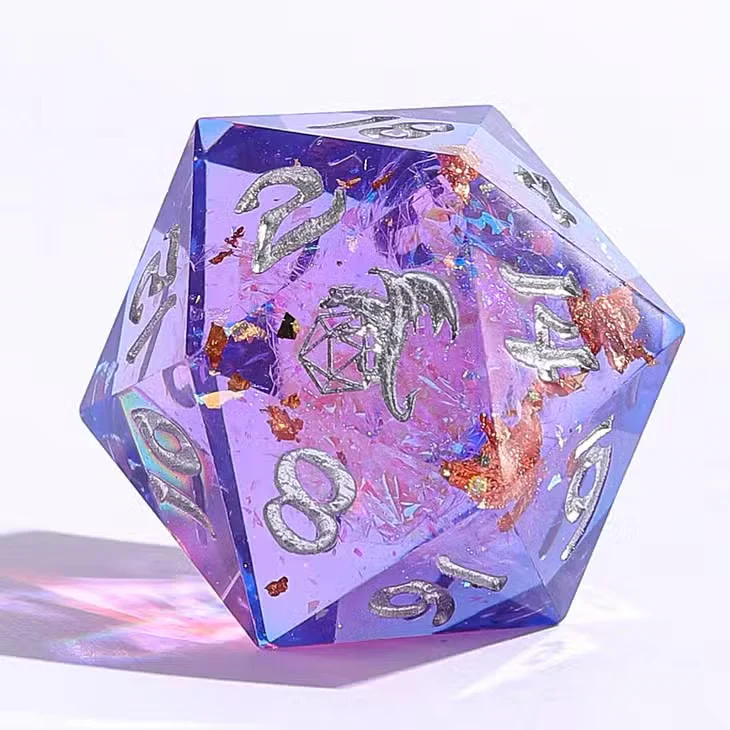 HYMGHO Dice: Captured Magic Handmade Sharp Edge Resin Dice - Gilded Storm - Image 3