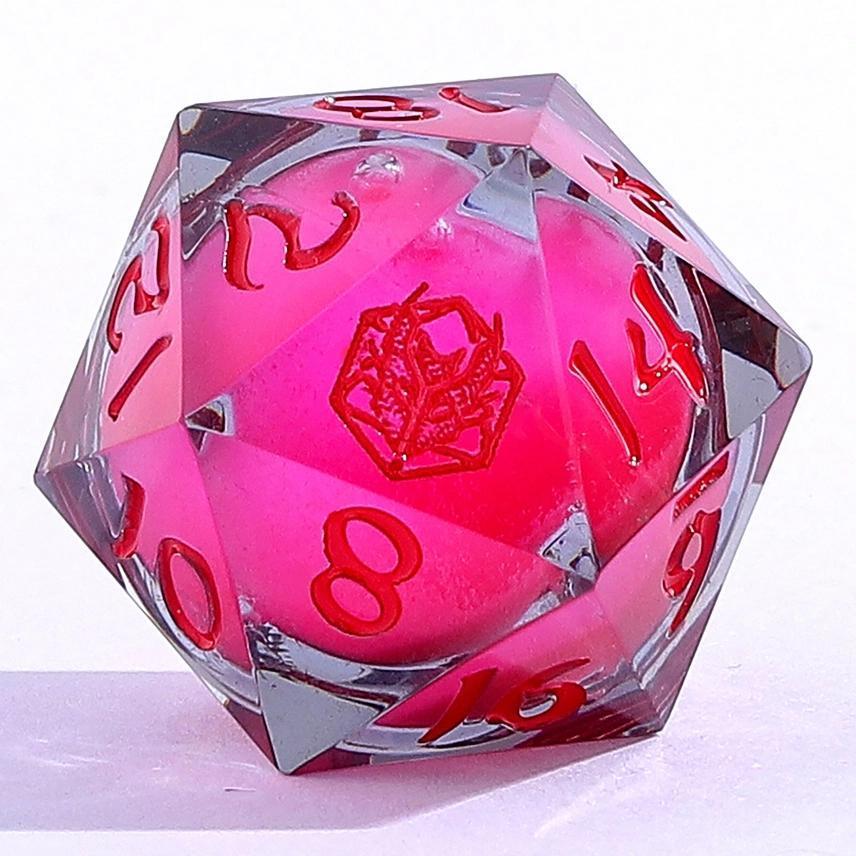 HYMGHO Dice: Captured Magic Handmade Sharp Edge Resin Dice - Glow in the Dark - Red - Image 4