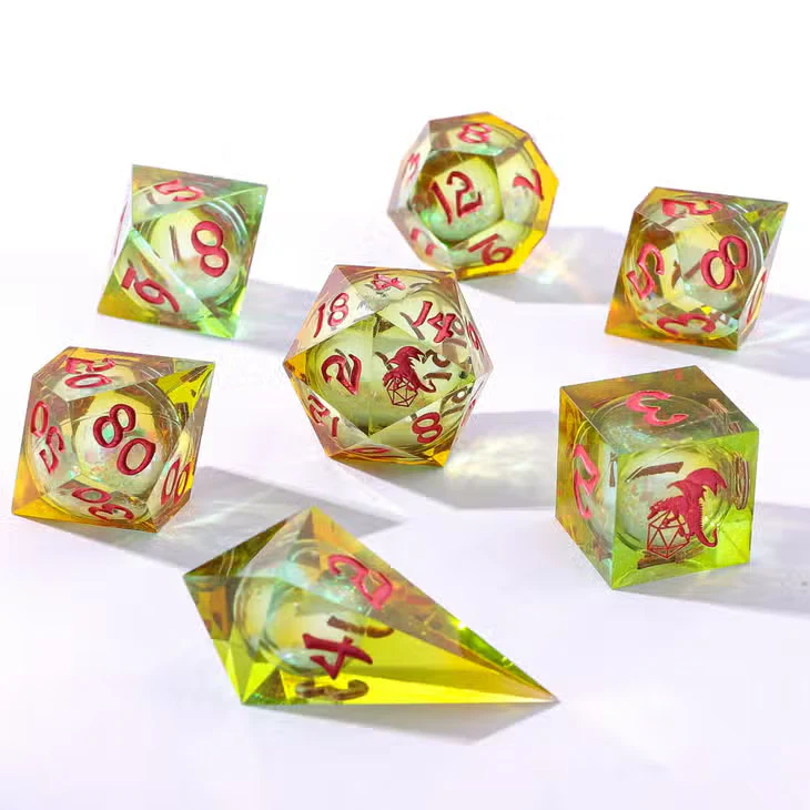 HYMGHO Dice: Captured Magic Handmade Sharp Edge Resin Dice - Liquid Core - Mystic Meadow - Image 2
