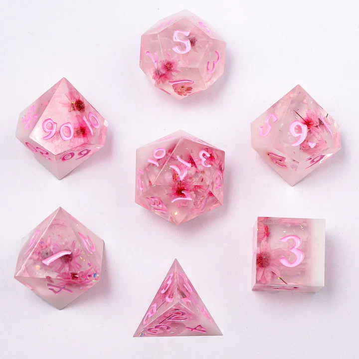 HYMGHO Dice: Captured Magic Handmade Sharp Edge Resin Dice - Sakura Cherry Blossom - Image 2