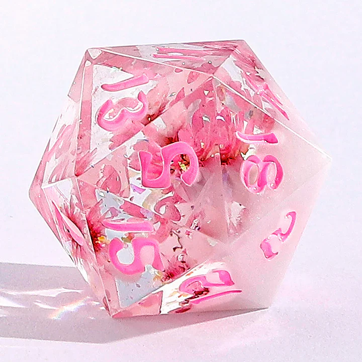 HYMGHO Dice: Captured Magic Handmade Sharp Edge Resin Dice - Sakura Cherry Blossom - Image 3