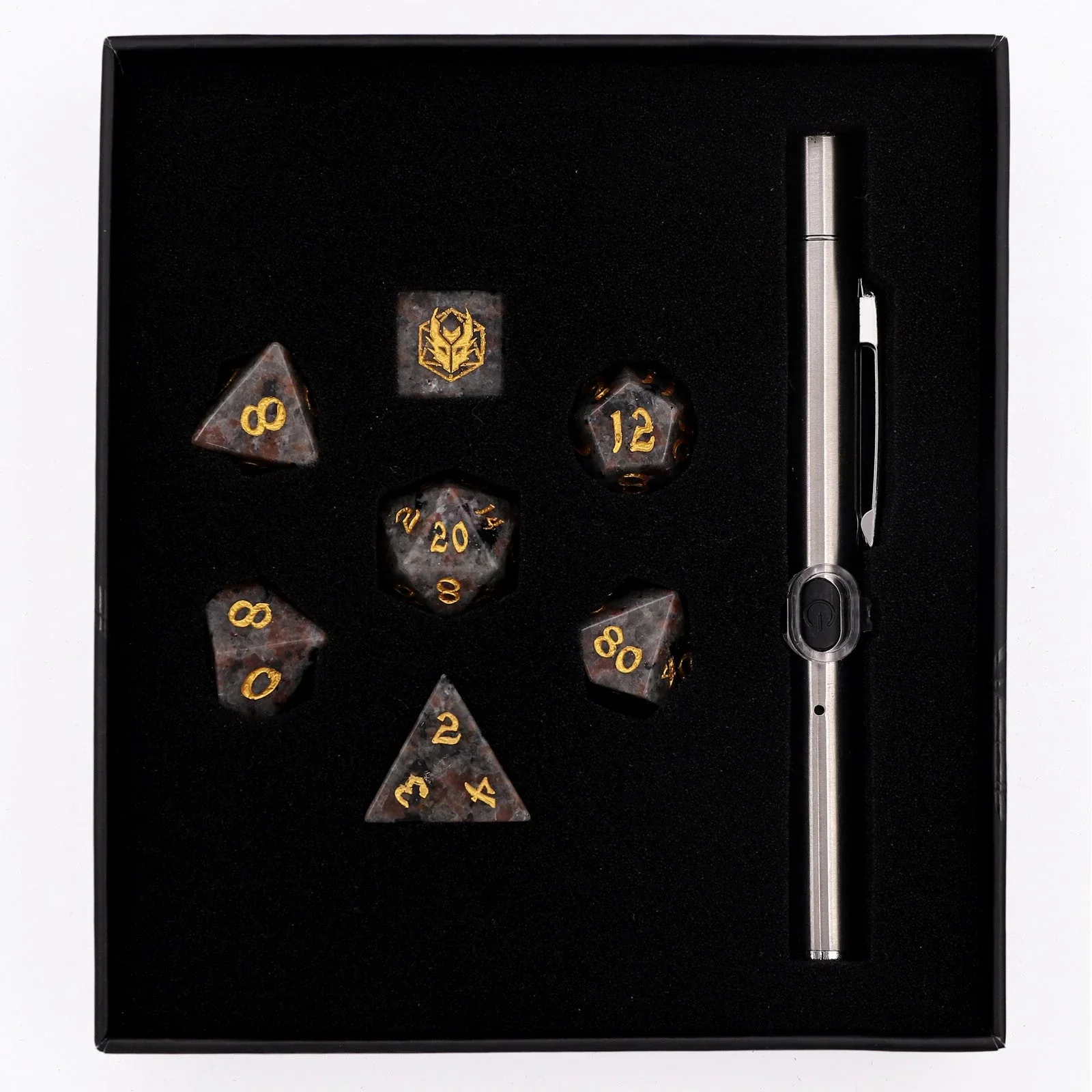 HYMGHO Dice: Dragon's Hoard Gem Stone Polyhedral Dice - Yooperlite UV Light Reactive - Image 4