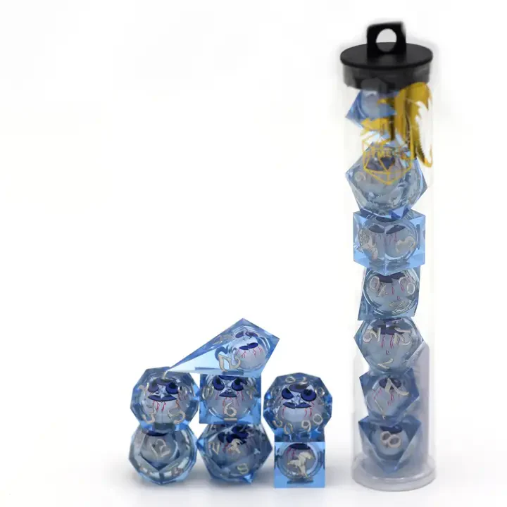 HYMGHO Dice: Hand Sanded Sharp Edge Resin Dice - Always Watching - Blue Eyes - Image 2