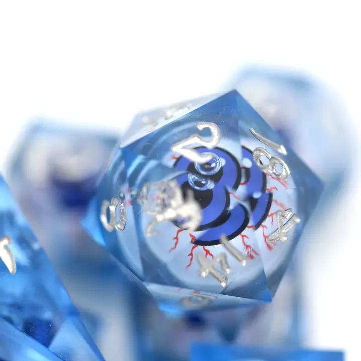 HYMGHO Dice: Hand Sanded Sharp Edge Resin Dice - Always Watching - Blue Eyes - Image 3