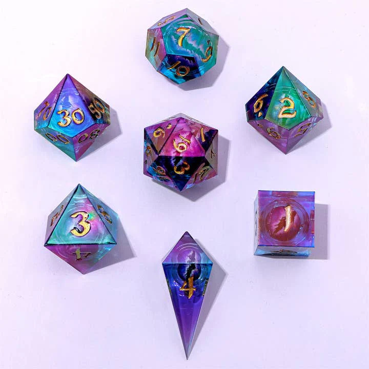 HYMGHO Dice: Hand Sanded Sharp Edge Resin Dice - Always Watching - Oil Eye