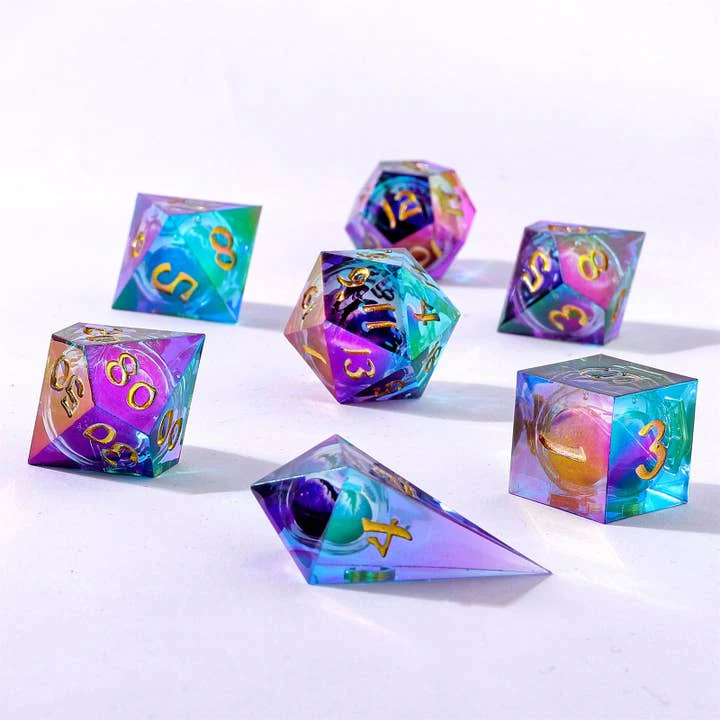 HYMGHO Dice: Hand Sanded Sharp Edge Resin Dice - Always Watching - Oil Eye - Image 2