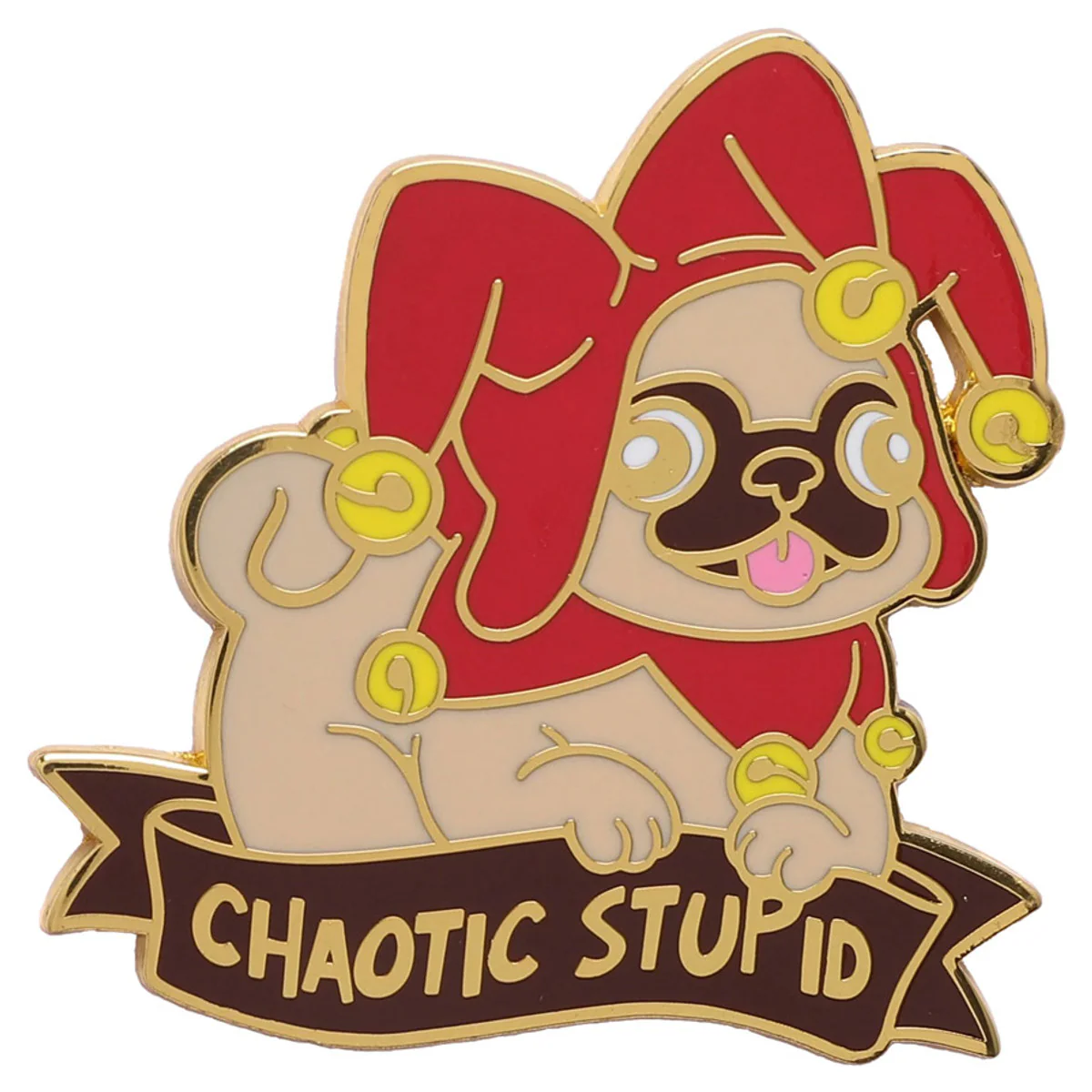 HYMGHO Dice: Quest's Reward Fine Art Class Pins - Alternative Alignments Enamel Pin - Chaotic Stupid Pug